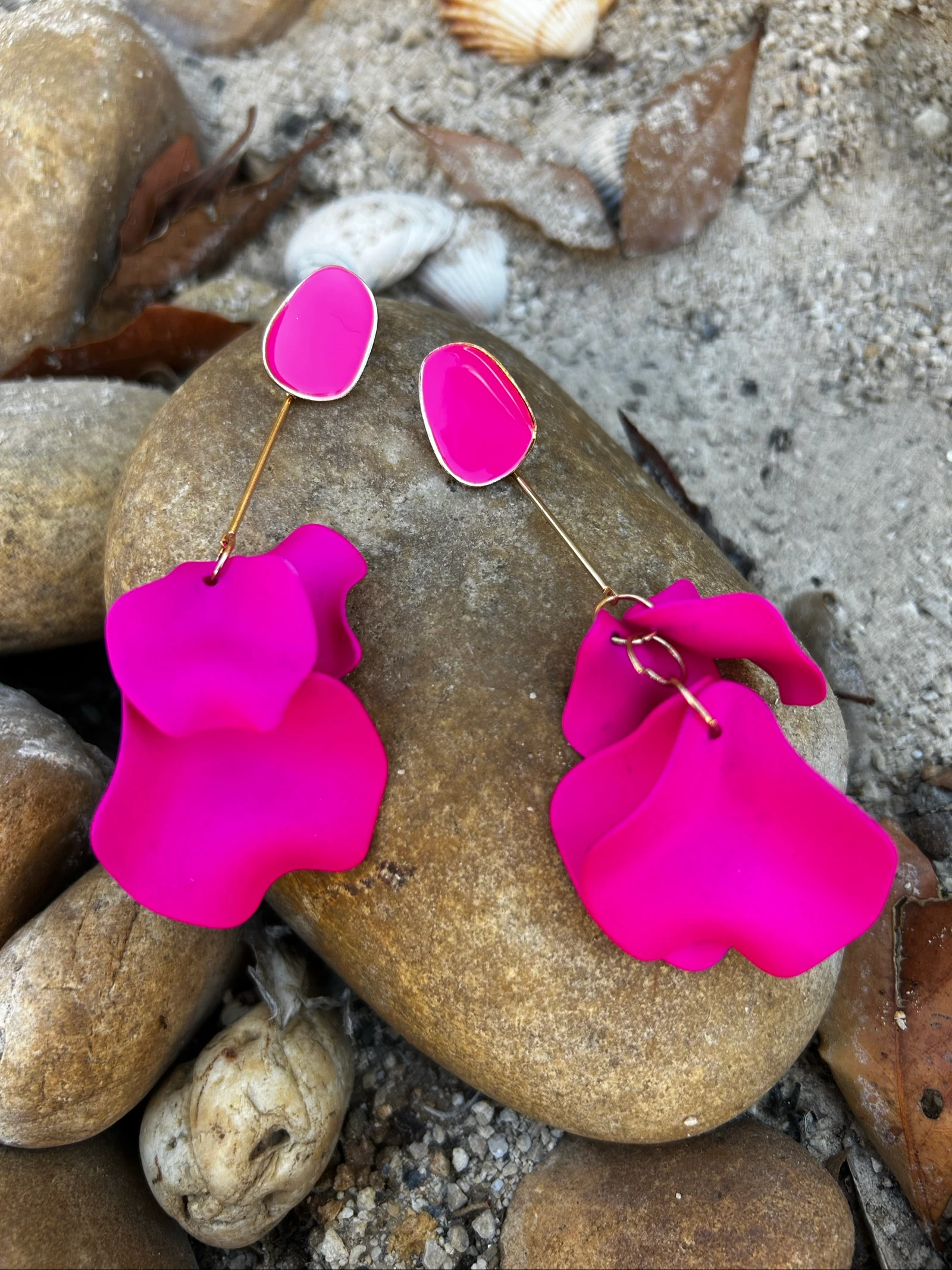 Boucles d’oreilles pétales rose